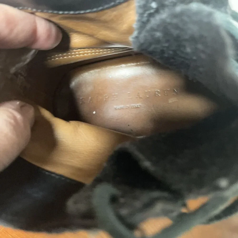 RALPH LAUREN BOOTS RARE $795 Duck Style LEATHER ITALY Men’s 8 D Black